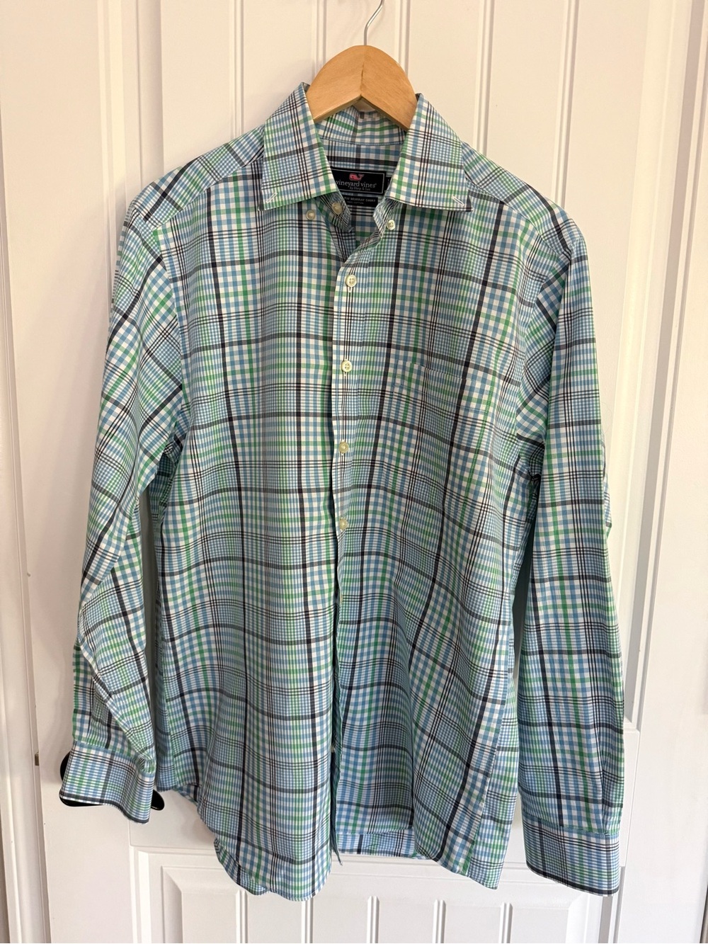 Vineyard Vines Blue and Green Plaid Button-Down Shirt